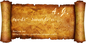 Apró Jonatán névjegykártya